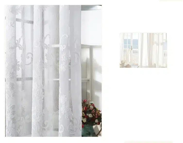 [byetee] Embroidered White Screen Screen White Embroidered Voile Curtains Encryption Curtains Bedroom Balcony Living Room 19