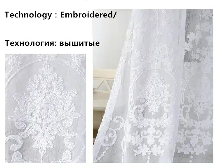 [byetee] Embroidered White Screen Screen White Embroidered Voile Curtains Encryption Curtains Bedroom Balcony Living Room 21