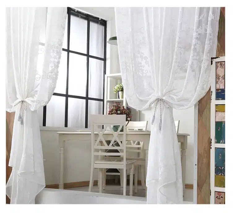 [byetee] Embroidered White Screen Screen White Embroidered Voile Curtains Encryption Curtains Bedroom Balcony Living Room 22