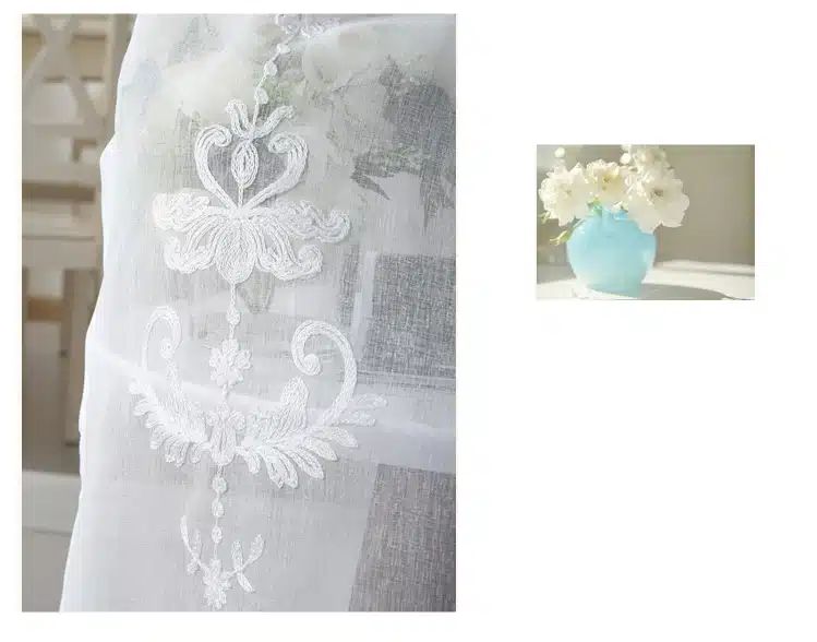 [byetee] Embroidered White Screen Screen White Embroidered Voile Curtains Encryption Curtains Bedroom Balcony Living Room 23