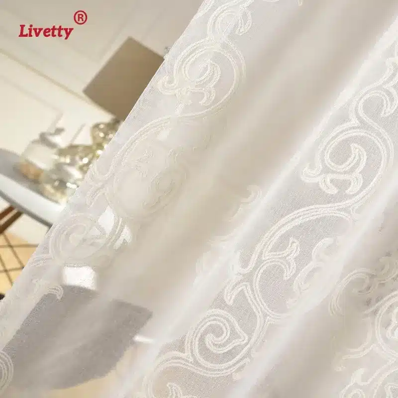 Solid White Tulle Curtains For Living Room Embroidered Damask Drapes For Bedroom Window Veil Sheer Voile Liner European Panel 14