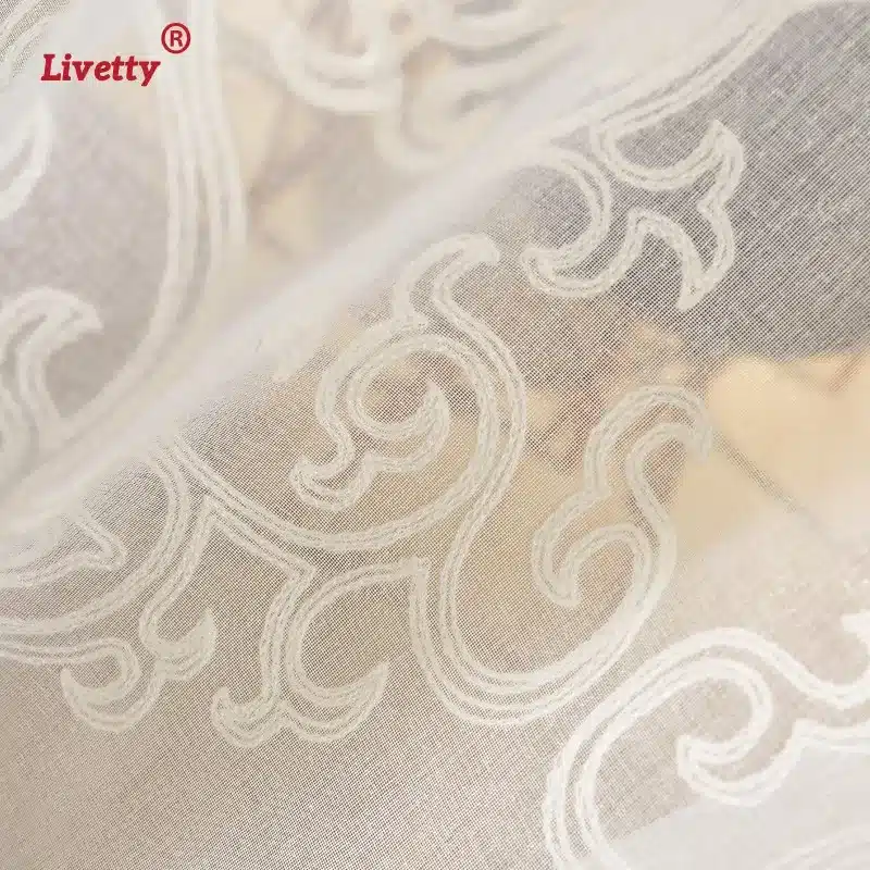 Solid White Tulle Curtains For Living Room Embroidered Damask Drapes For Bedroom Window Veil Sheer Voile Liner European Panel 16