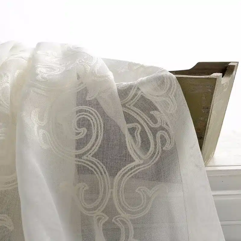 Solid White Tulle Curtains For Living Room Embroidered Damask Drapes For Bedroom Window Veil Sheer Voile Liner European Panel 18