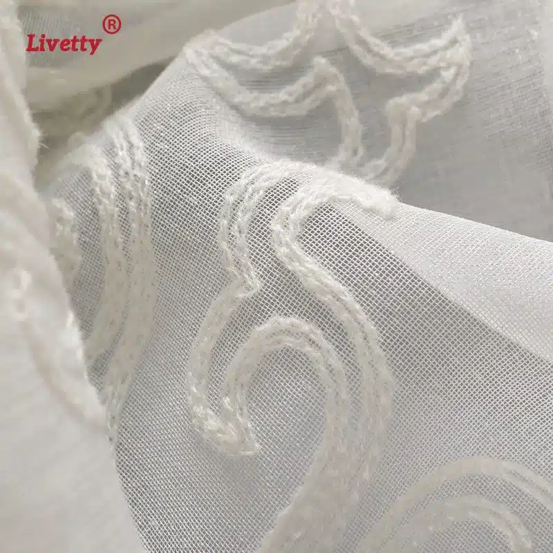 Solid White Tulle Curtains For Living Room Embroidered Damask Drapes For Bedroom Window Veil Sheer Voile Liner European Panel 19