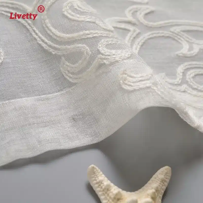 Solid White Tulle Curtains For Living Room Embroidered Damask Drapes For Bedroom Window Veil Sheer Voile Liner European Panel 20