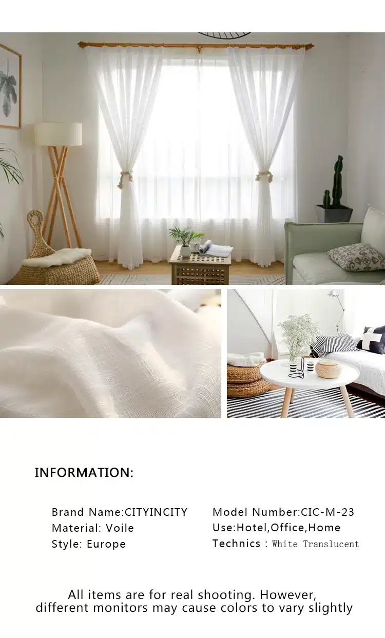CITYINCITY Tulle American Curtains for Living room Soft White Voile solid Rural Tulle Curtain for bedroom ready made curtain 10