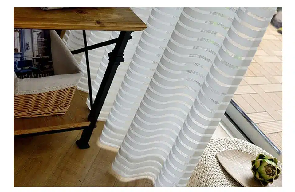 Sunny Solid Stripe Voile Window Sheer Curtains for Livingroom Bedroom GIGIZAZA Tulle Drape Stripe Process White Color 18
