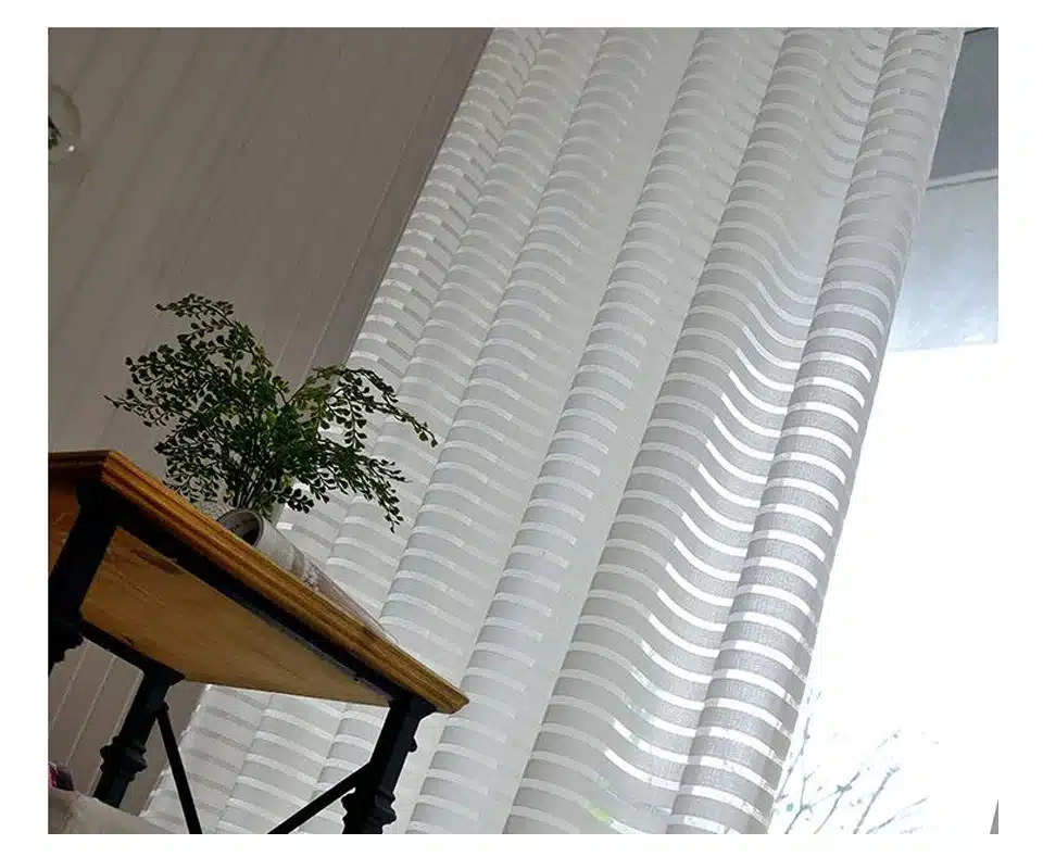 Sunny Solid Stripe Voile Window Sheer Curtains for Livingroom Bedroom GIGIZAZA Tulle Drape Stripe Process White Color 21