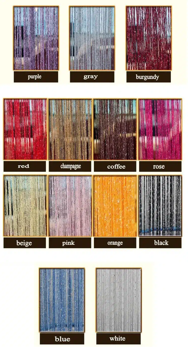 Decorative silver string curtain 200*100cm/300*300cm door window tassel curtain valance room divider wedding diy home decor 4