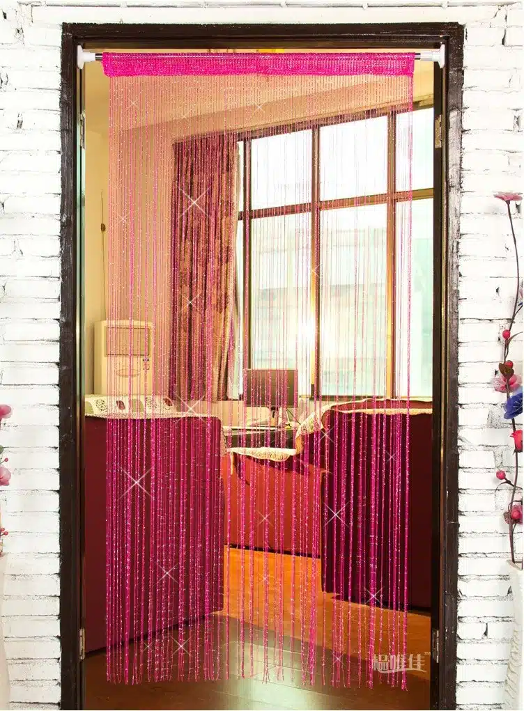Decorative silver string curtain 200*100cm/300*300cm door window tassel curtain valance room divider wedding diy home decor 13