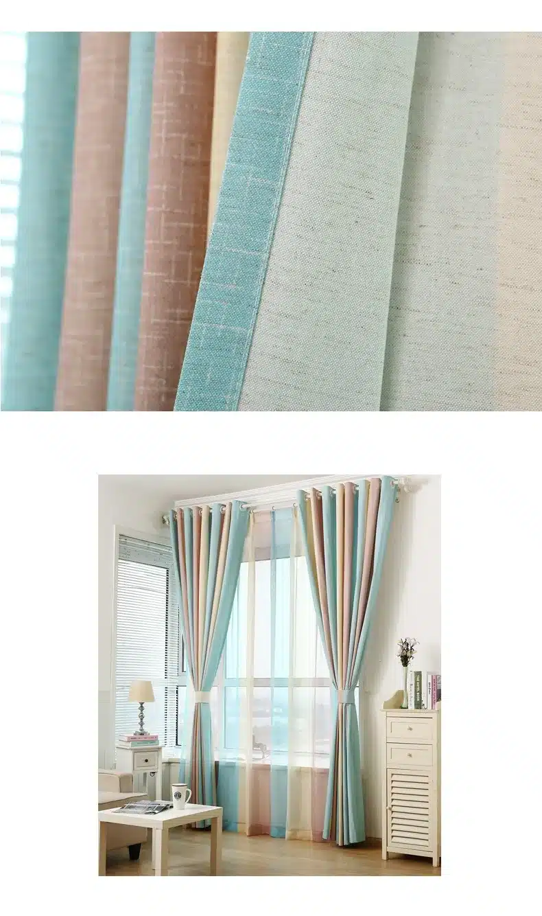 Striped Printed Window Curtains for the Bedroom Fancy Children Modern Curtains for Living Room Faux Linen Curtains for Kids 8