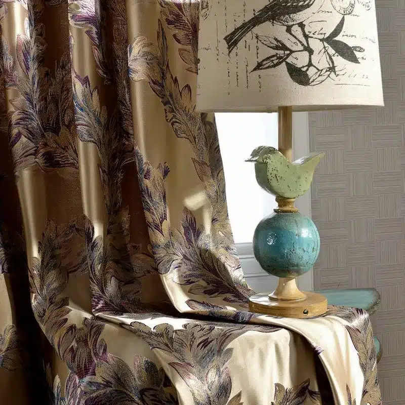 Luxury Blackout Curtains For Living Room Peacock Feather Blinds Jacquard Drapes For Bedroom Chinese Window Shading Ready Panels 7