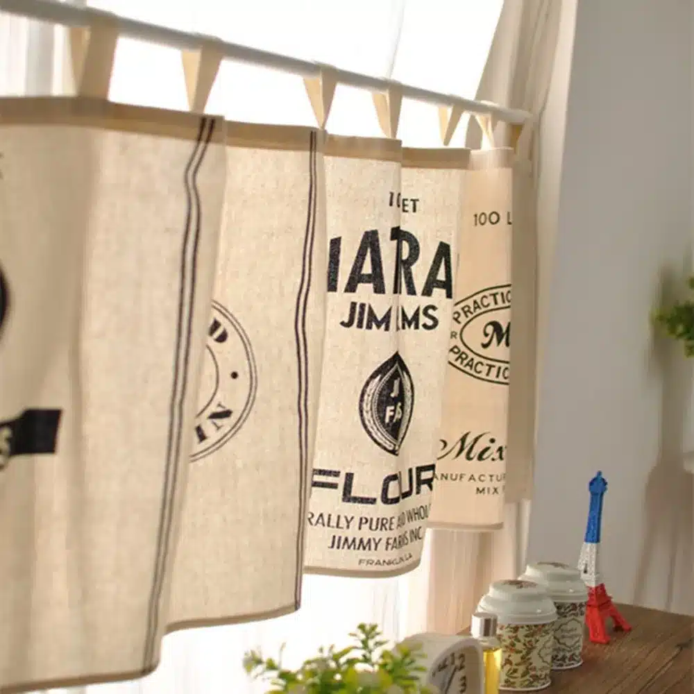 FUYA Modern Black& White Minimalist Style Kitchen Half-curtain Kitchen Curtain Cafe Short Panel Curtain 5