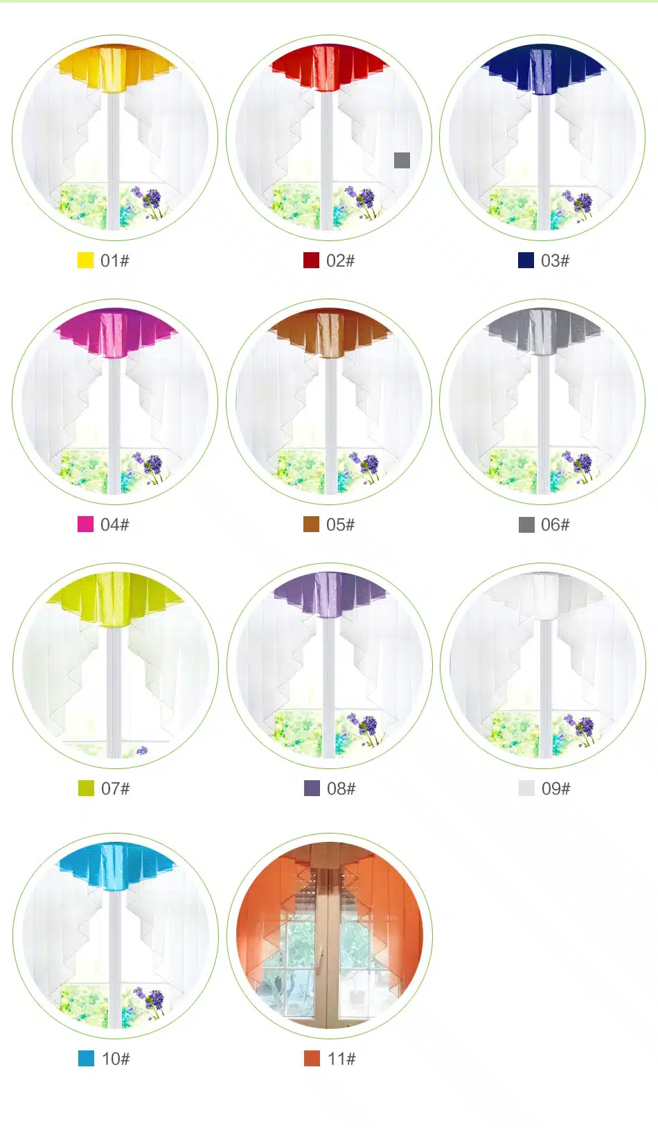11 colors Fashion Pleated Roman Curtain Design Stitching Colors Tulle Balcony Kitchen Window Curtain Blind 1pc 14