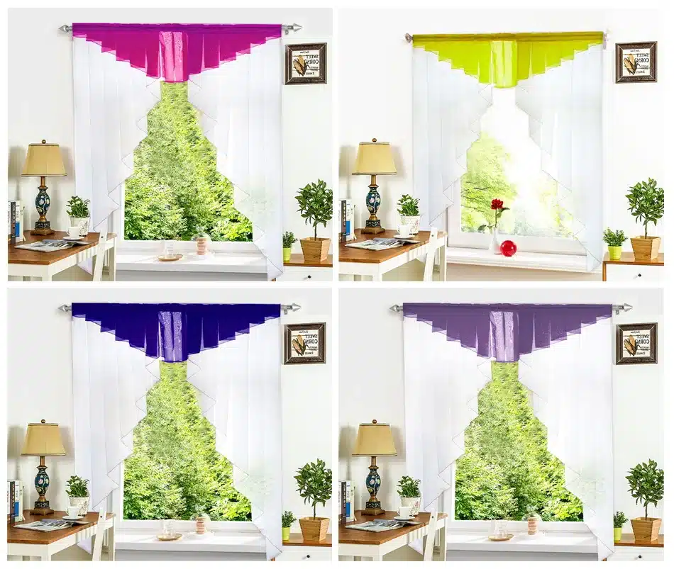 11 colors Fashion Pleated Roman Curtain Design Stitching Colors Tulle Balcony Kitchen Window Curtain Blind 1pc 21