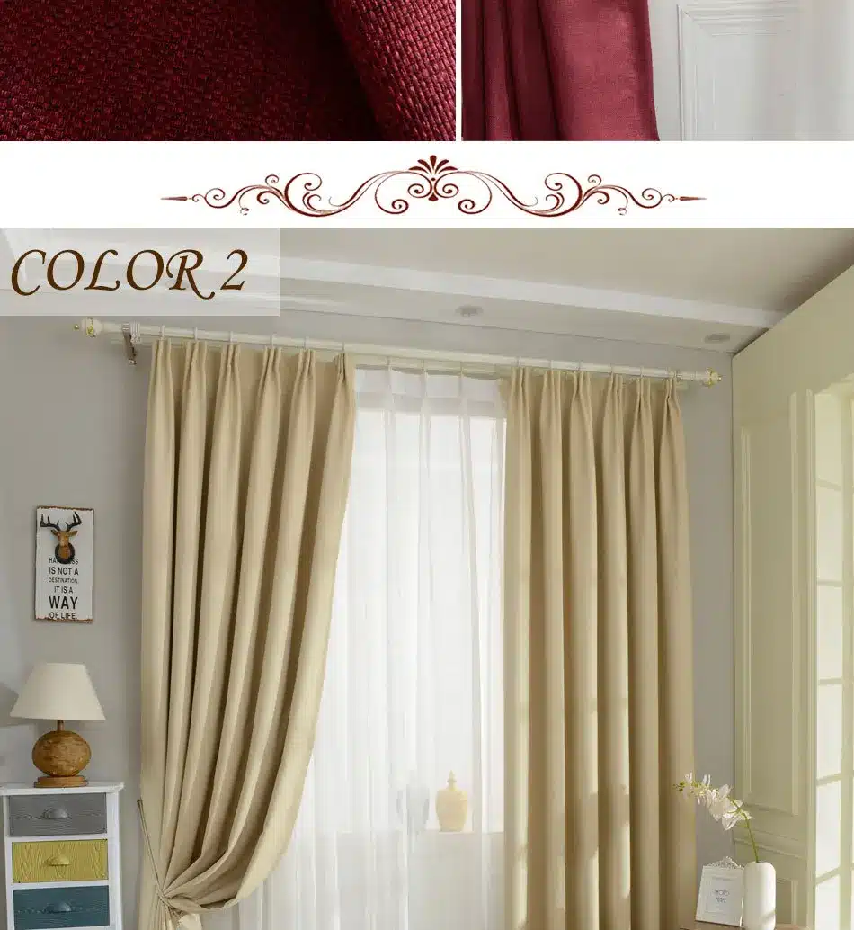 DSinterior 70%-85% shading modern style solid color faux plain linen Blackout curtain for living room window custom made 10