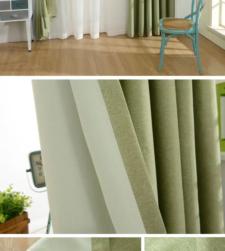 DSinterior 70%-85% shading modern style solid color faux plain linen Blackout curtain for living room window custom made 14