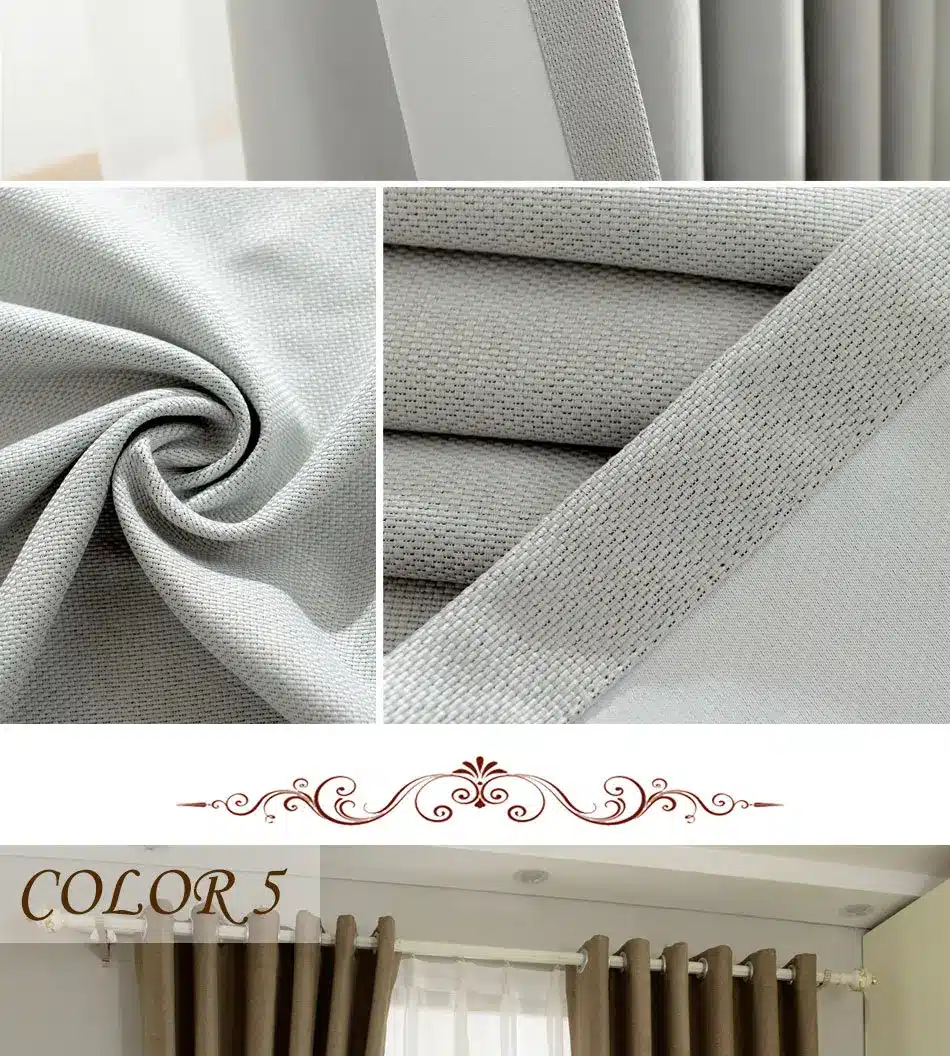 DSinterior 70%-85% shading modern style solid color faux plain linen Blackout curtain for living room window custom made 17