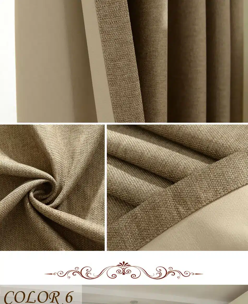 DSinterior 70%-85% shading modern style solid color faux plain linen Blackout curtain for living room window custom made 19