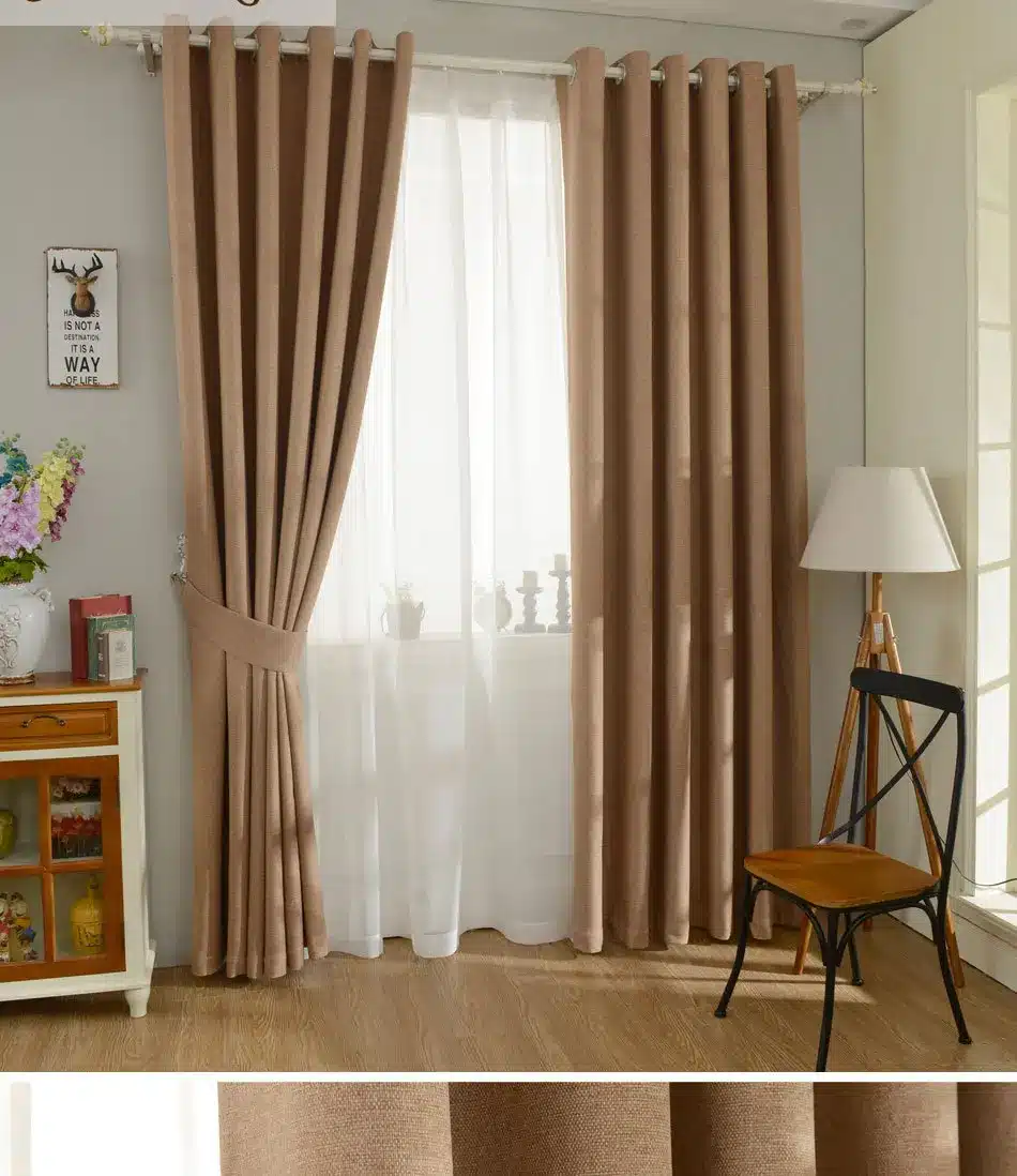 DSinterior 70%-85% shading modern style solid color faux plain linen Blackout curtain for living room window custom made 20