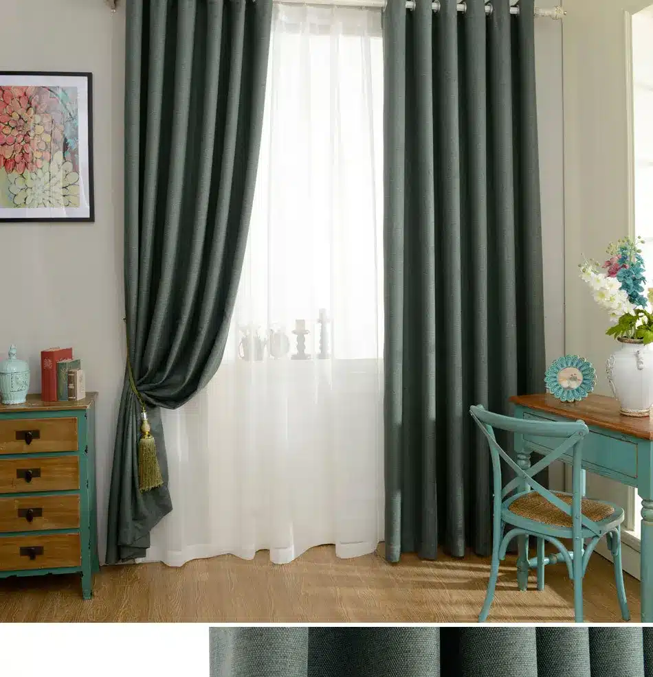 DSinterior 70%-85% shading modern style solid color faux plain linen Blackout curtain for living room window custom made 22