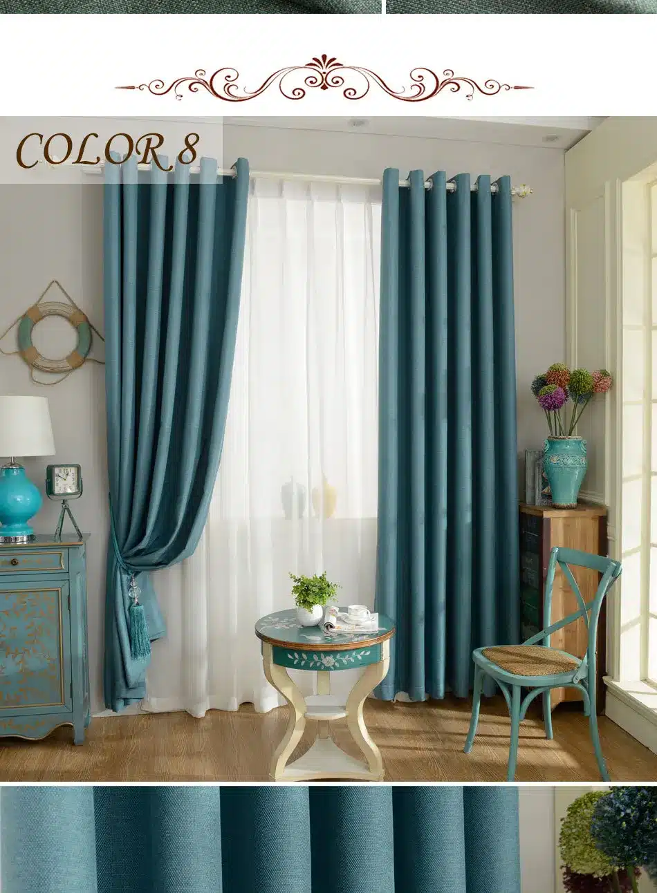 DSinterior 70%-85% shading modern style solid color faux plain linen Blackout curtain for living room window custom made 24