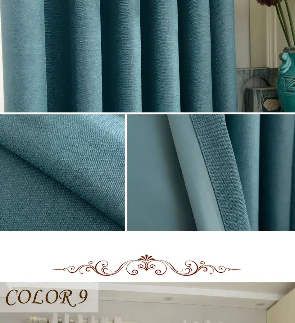 DSinterior 70%-85% shading modern style solid color faux plain linen Blackout curtain for living room window custom made 25