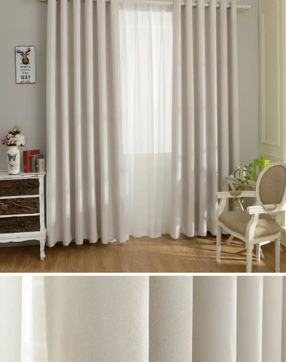 DSinterior 70%-85% shading modern style solid color faux plain linen Blackout curtain for living room window custom made 26