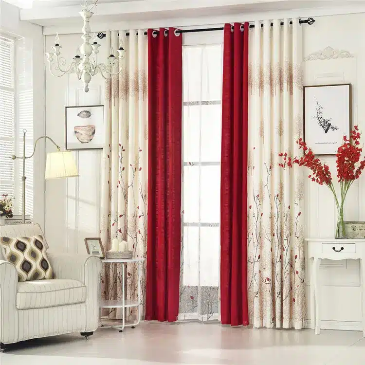 {Byetee} Beige Red Stitching Faux Cotton Linen Curtain Window Curtains For Living Room Luxury Pastoral Kitchen Roman Curtains 14