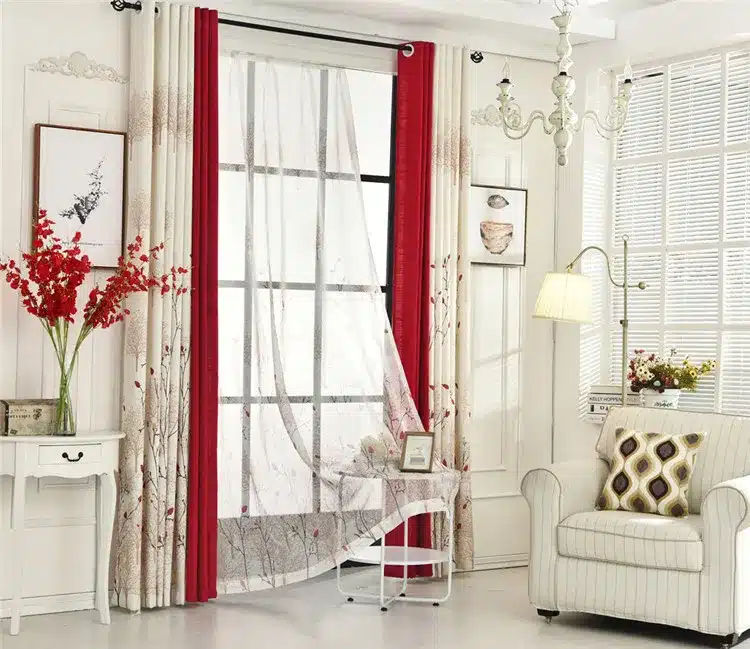 {Byetee} Beige Red Stitching Faux Cotton Linen Curtain Window Curtains For Living Room Luxury Pastoral Kitchen Roman Curtains 15