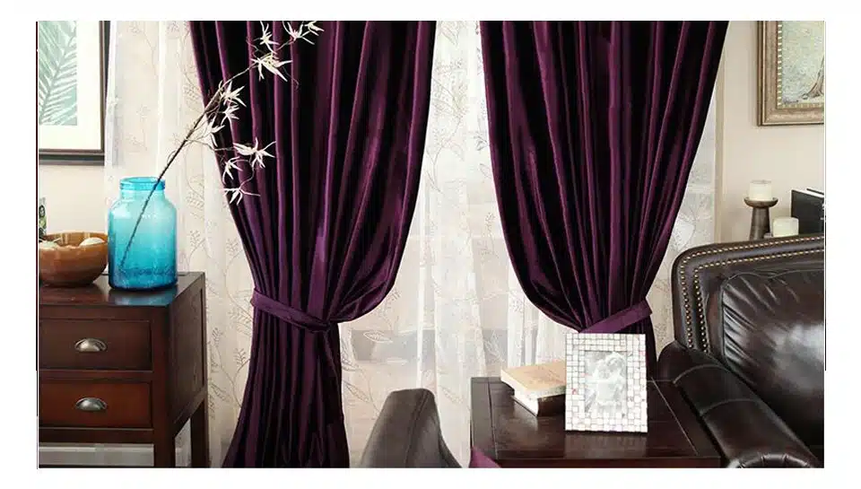 Ruby velvet shiny fabric window curtains black out blinds curtains for bedroom livingroom decorative for rooms grey burgundy 31