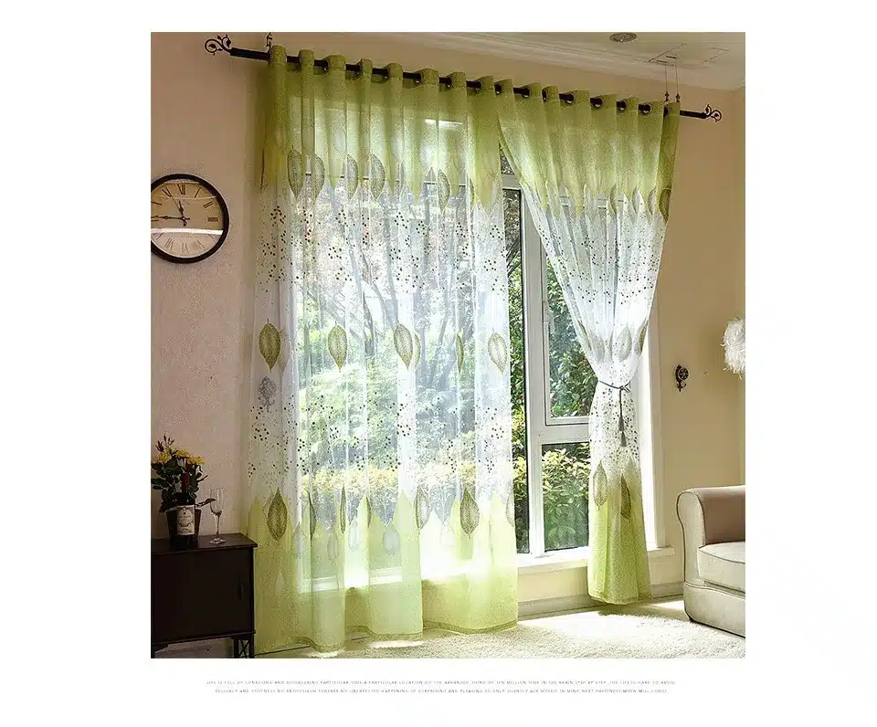 BHD sheer tulle window curtains for living room the bedroom the kitchen modern tulle curtains green leaves fabric blinds drapes 17