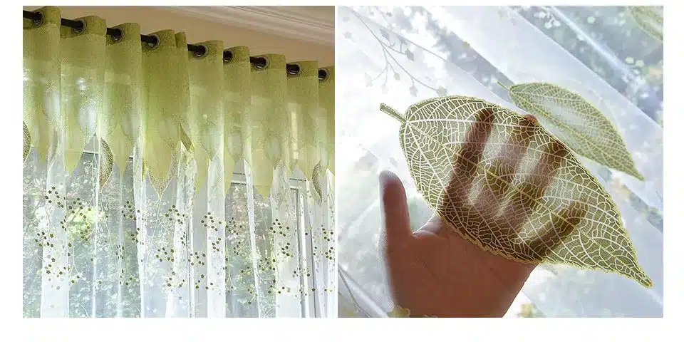 BHD sheer tulle window curtains for living room the bedroom the kitchen modern tulle curtains green leaves fabric blinds drapes 19