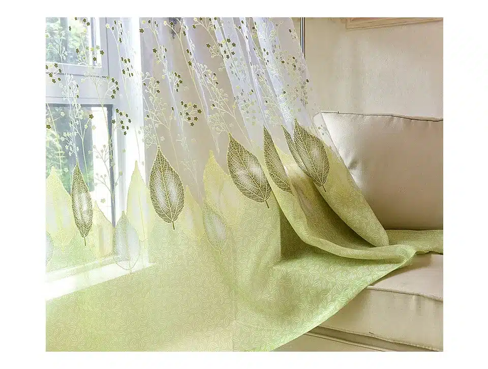 BHD sheer tulle window curtains for living room the bedroom the kitchen modern tulle curtains green leaves fabric blinds drapes 21