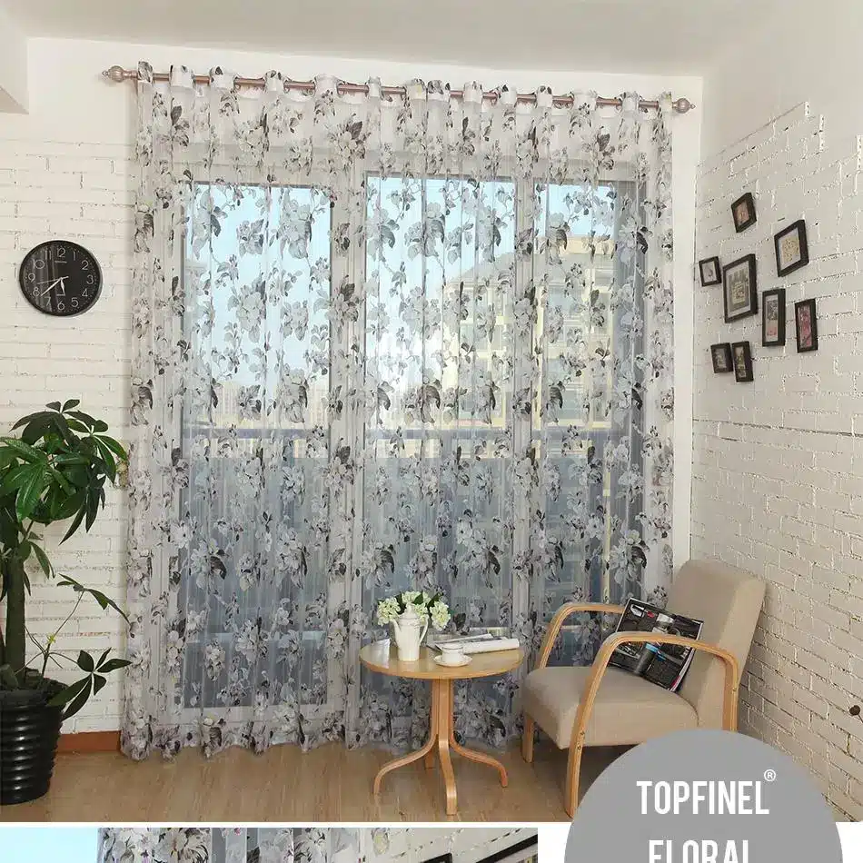 Top Finel 2016 Organza Window Tulle Curtains for Living Room Bedroom Kitchen Sheer Curtains Cheap Yarn Curtain Floral Ready Made 1