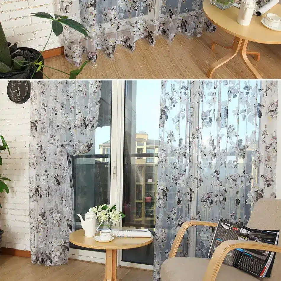 Top Finel 2016 Organza Window Tulle Curtains for Living Room Bedroom Kitchen Sheer Curtains Cheap Yarn Curtain Floral Ready Made 4
