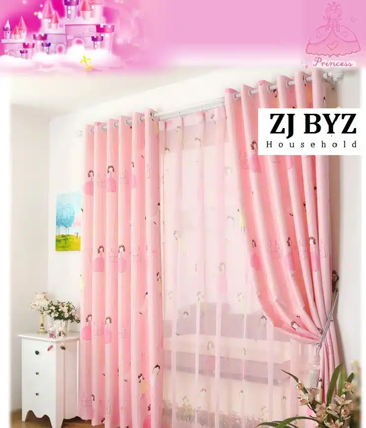 Cute cartoon custom green shading cloth curtains for living room windows dining bedroom children room princess castle 21