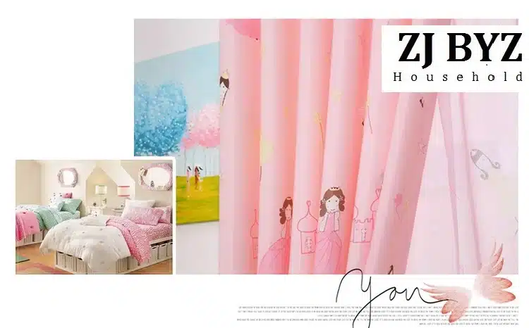 Cute cartoon custom green shading cloth curtains for living room windows dining bedroom children room princess castle 27