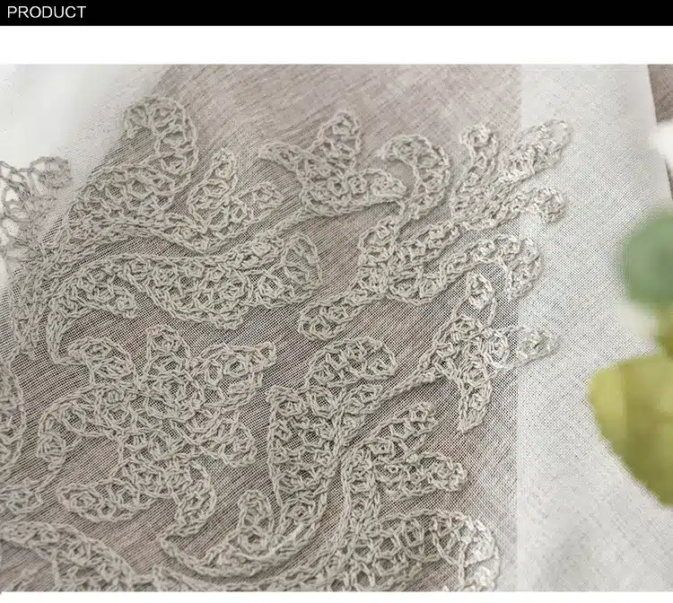 [byetee] High Quality Linen Embroidered Curtain Bedroom Window Tulle Gauze Grey Voile Curtains For Living Room Curtain Finished 15