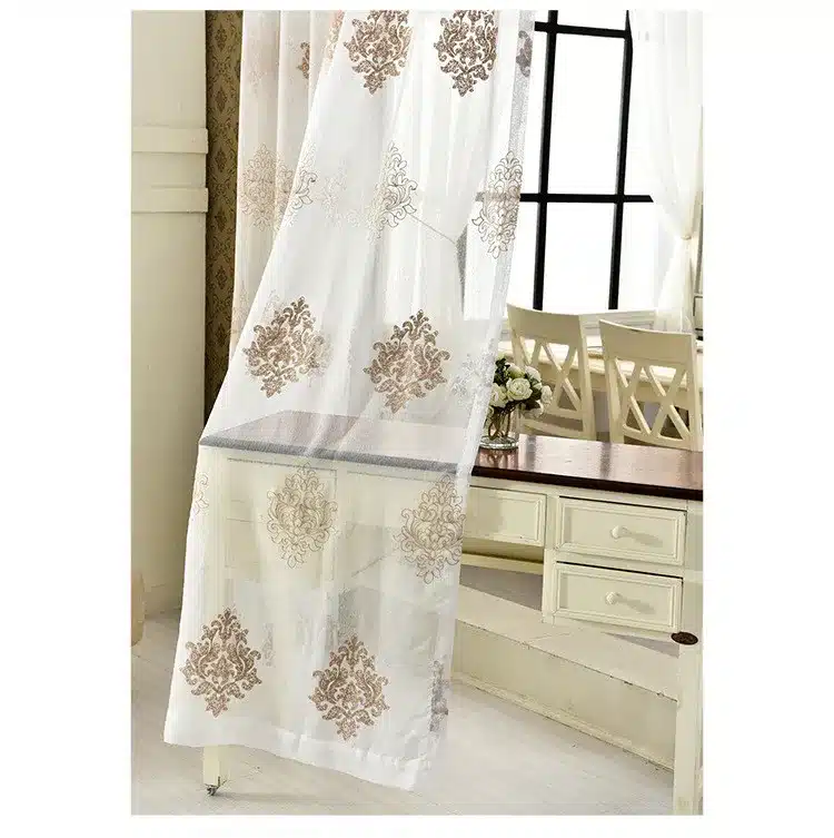[byetee] High Quality Linen Embroidered Curtain Bedroom Window Tulle Gauze Grey Voile Curtains For Living Room Curtain Finished 32