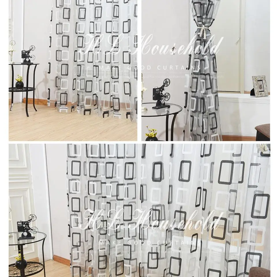 Top Finel Modern Plaid Tulle for Window Sheer Curtains Panel for Kitchen the Bedroom Living Room Curtain Fabric Window Treatment 18