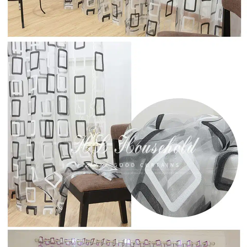 Top Finel Modern Plaid Tulle for Window Sheer Curtains Panel for Kitchen the Bedroom Living Room Curtain Fabric Window Treatment 19