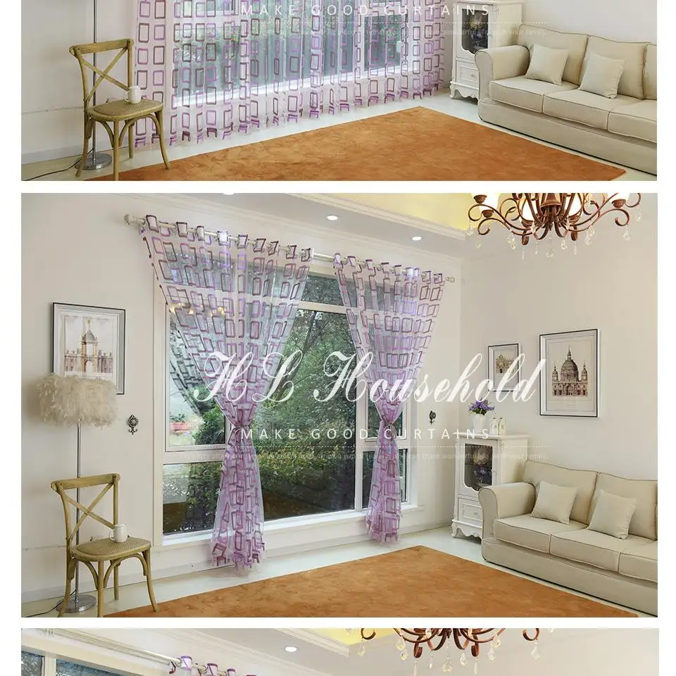 Top Finel Modern Plaid Tulle for Window Sheer Curtains Panel for Kitchen the Bedroom Living Room Curtain Fabric Window Treatment 21