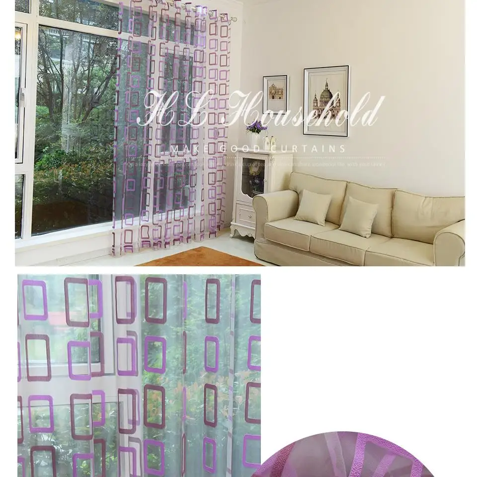 Top Finel Modern Plaid Tulle for Window Sheer Curtains Panel for Kitchen the Bedroom Living Room Curtain Fabric Window Treatment 22