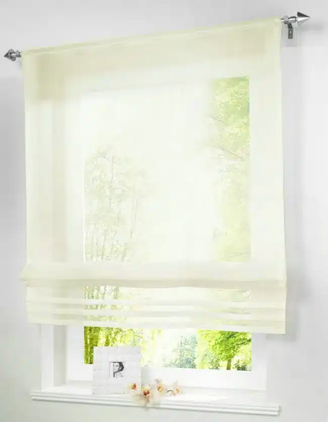 RU Popular Solid Color Sheer Voile Roman Blinds Curtain For Balcony Kitchen Rod-packet 1PC 9