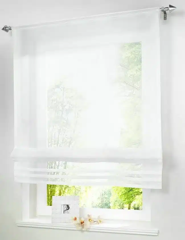 RU Popular Solid Color Sheer Voile Roman Blinds Curtain For Balcony Kitchen Rod-packet 1PC 10