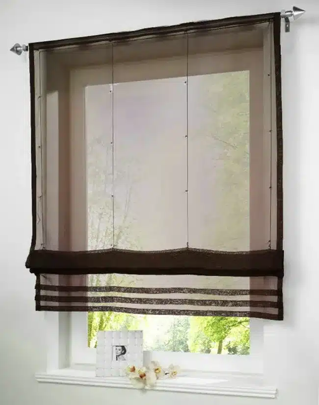 RU Popular Solid Color Sheer Voile Roman Blinds Curtain For Balcony Kitchen Rod-packet 1PC 11