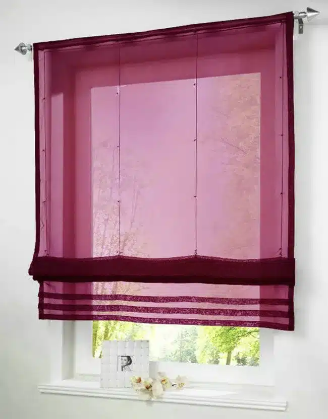 RU Popular Solid Color Sheer Voile Roman Blinds Curtain For Balcony Kitchen Rod-packet 1PC 12