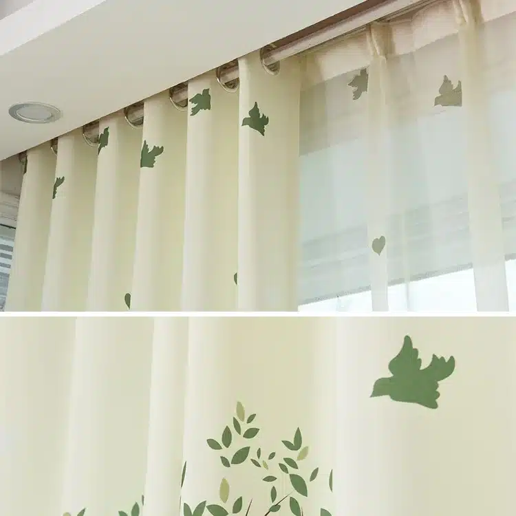 Green Tree Printed Blackout Window Door Curtains for Living Room Bedroom Kids Baby Room Kitchen Home Decorative Curtains Drapes 4