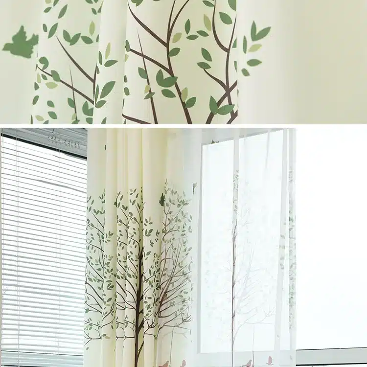 Green Tree Printed Blackout Window Door Curtains for Living Room Bedroom Kids Baby Room Kitchen Home Decorative Curtains Drapes 5